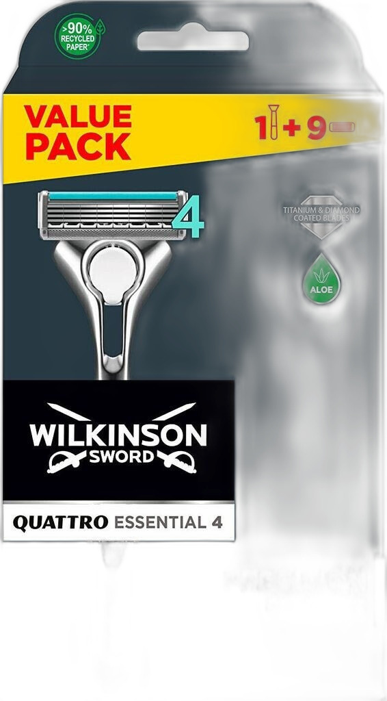 Wilkinson Quattro Essential Sensitive Rasierer mit 9 Ersatzklingen