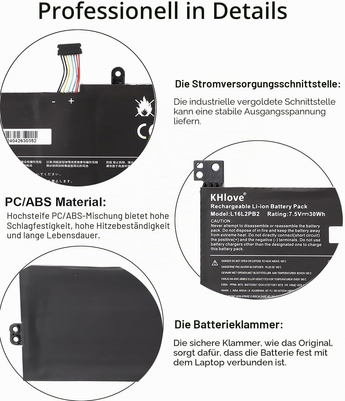 KHlove Laptop Akku für IdeaPad 320 L16M2PB1 L16M2PB2 L16C2PB2 L16L2PB2 5,2Ah
