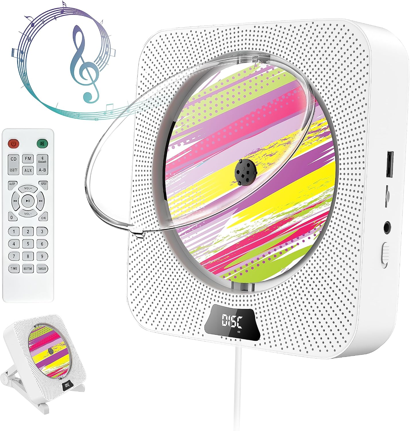 Bluetooth CD Player, Portable Wall Mounted