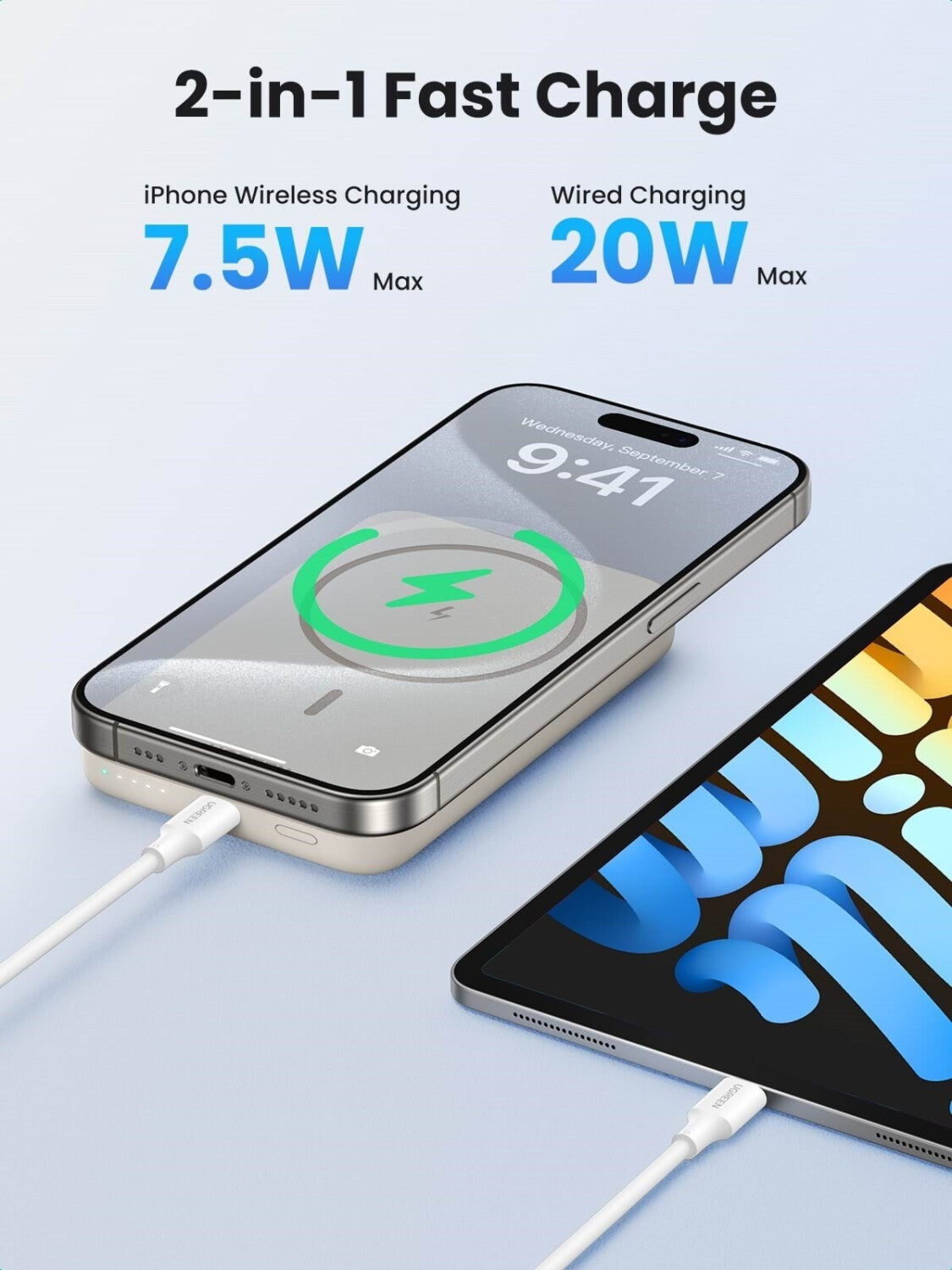 UGREEN Powerbank mit MagSafe 10000mAh Mini Wireless 20W weiß