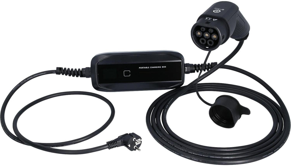KS Tools efuturo mobile Ladestation mit Typ 2 Ladekabel, 1 Phase, bis zu 3,7 kW, bis zu 16 A, 230 V, Mode 2, LCD Display, Schuko-Stecker