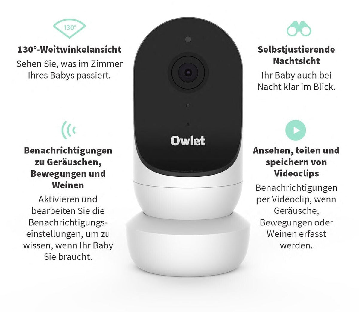 Owlet Cam 2: Smarte HD Babyphone Kamera weiß