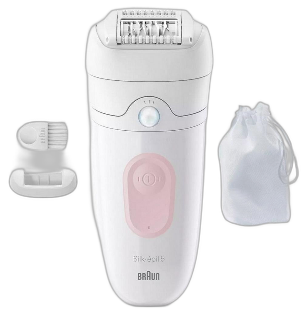 Braun Silk-épil 5 Epilierer mit Zubehör, Weiß und Rosa