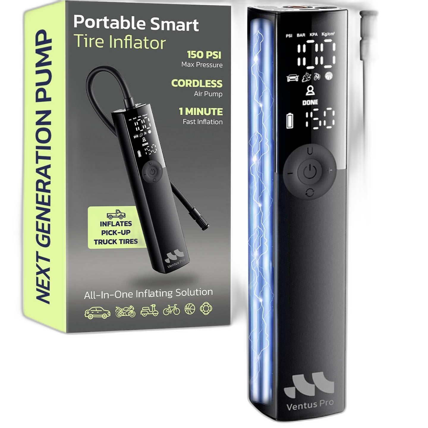 Woowind WO-T01 Akku-Kompressor mit Blinklicht, 4800mAh, 12V