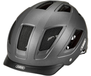 ABUS Stadthelm Hyban 2.0 - Fahrradhelm mit Rücklicht, ABS-Hartschale, guter Passform - für Damen und Herren - Titan (gräulich), Größe XL (58-63 cm)