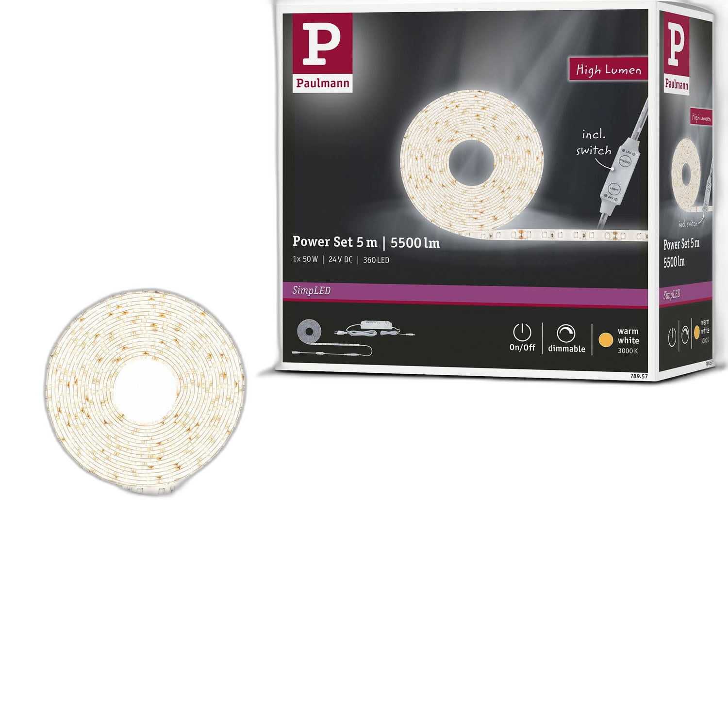 Paulmann SimpLED Power LED Strip – Warmweiß, Komplettset