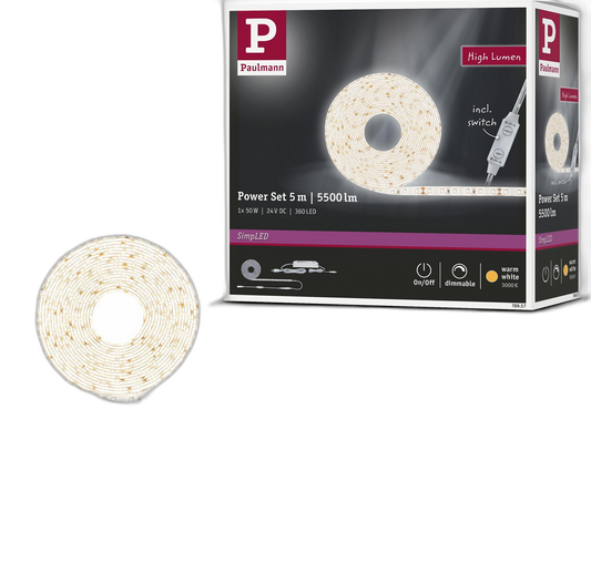 Paulmann SimpLED Power LED Strip – Warmweiß, Komplettset