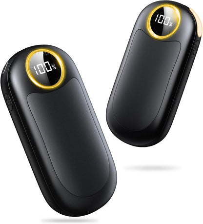 BOIROS Handwärmer Elektrisch, 14000mAh Aufladbar 2er-Set, Beidseitige Wärme bis 55°C, 8 Heizmodi 20 Std Wärme USB