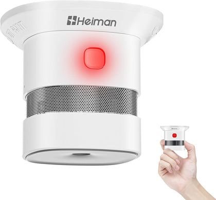 Heiman Rauchmelder 10 Jahre Batterie, Mini Rauchwarnmelder mit Fotoelektrischem Sensor, RoHS, UKCA, DBI EN 14604 Zertifiziert, 85 dB