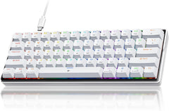 KEMOVE K61SE Gaming Tastatur, 60% Mechanisch RGB US-Layout Weiß mit Blauen Clicky Switches