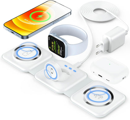 Mag-Safe ladegerät 3 in 1 Faltbar ladestation für Apple Watch, Airpods und iPhone