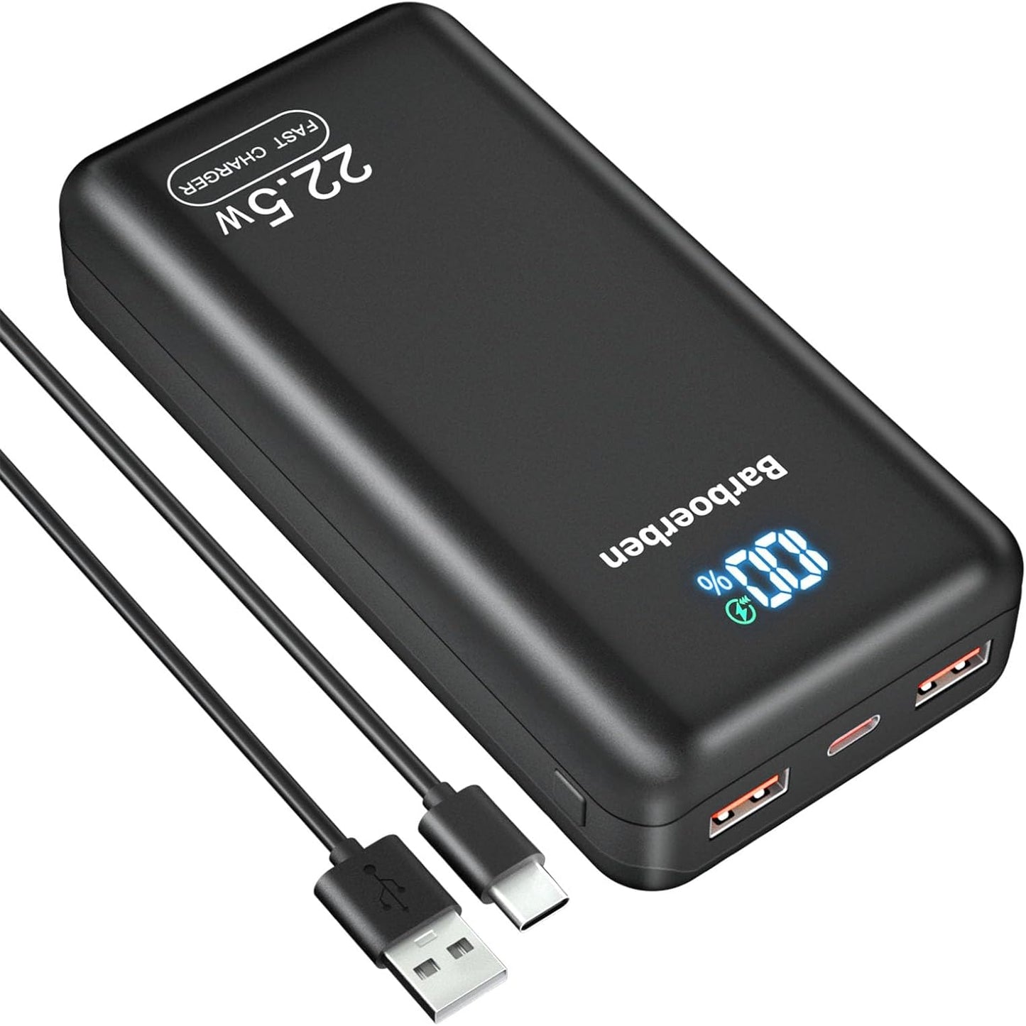 Power Bank 25,800 mAh 22.5 W External Mobile Phone Battery PD20W Fast Charging Power Bank USB C with LED Display