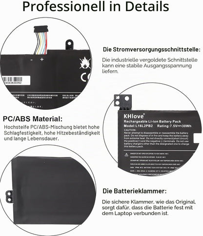 KHlove Laptop Akku für IdeaPad 320 L16M2PB1 L16M2PB2 L16C2PB2 L16L2PB2 5,2Ah