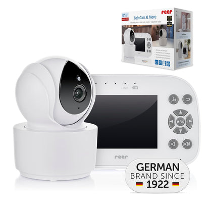 reer BabyCam XL Move | Digitales Video-Babyphone | abhörsichere FHSS-Technologie | 4,3" TFT-Bildschirm | 300m Reichweite | schwenk- & neigbare Kamera | Nachtsicht |Gegensprechfunktion | weiß