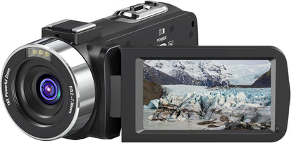 Video Camera 4K Camcorder 48MP with IR Night Vision, 18X