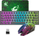 LexonElec kabelloses Tastatur Maus Gaming-Set RGB, 61 Tasten, wiederaufladbar, 6 Tasten-Maus, Schwarz QWERTY