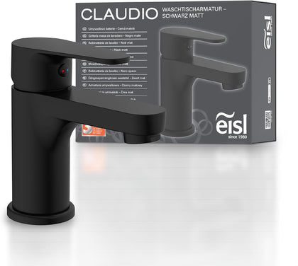 EISL CLAUDIO Wasserhahn Bad schwarz, Waschtischarmatur, Waschbeckenarmatur schwarz, schwarzer Wasserhahn Bad, Waschbeckenarmatur Bad mit Pop-Up Ventil