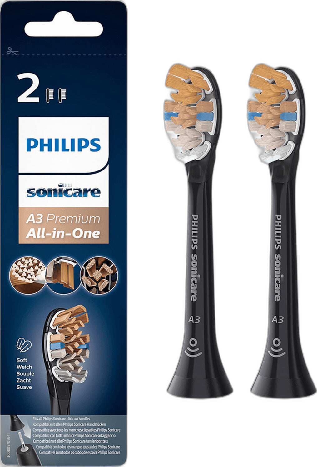 Philips Sonicare A3 Premium All-in-One Zahnbürstenköpfe, 2er Pack