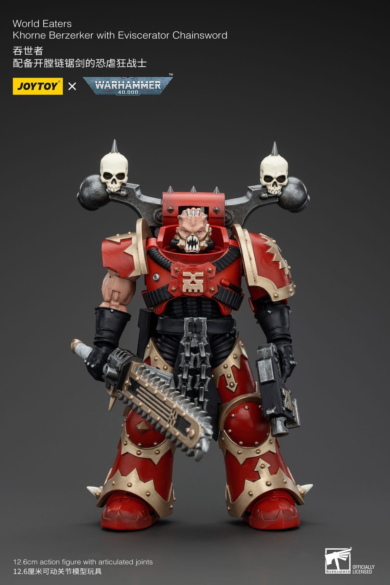 Warhammer 40k Actionfigur 1/18 World Eaters Khorne Berzerker mit Eviscerator Chainsword 13 cm