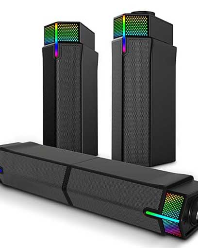 Jeecoo PC Lautsprecher M20, Computer USB Lautsprecher mit RGB-Beleuchtung