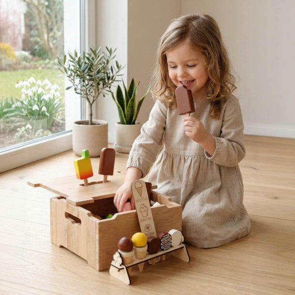Ulikey Wooden Ice Cream Box for Children, Ice Cream Toy with