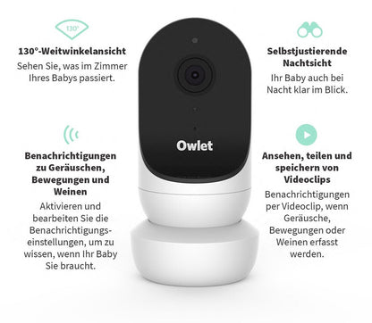 Owlet Cam 2: Smarte HD Babyphone Kamera weiß