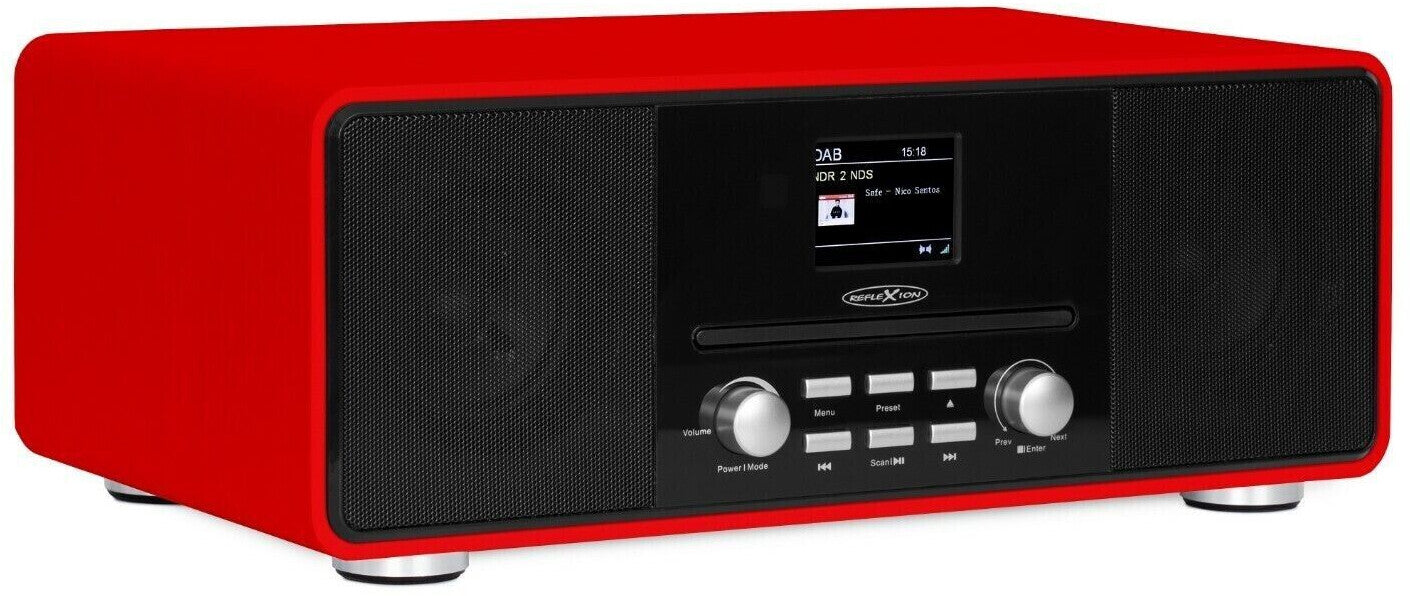 Reflexion HRA19DAB DAB-Radio mit CD-Player und Radiowecker UKW DAB DAB+ rot