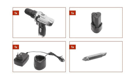 FERREX Akku Bohrschrauber Bohrmaschine 12 V Li-Ion inkl Akku 2.0 Ah + Ladekabel