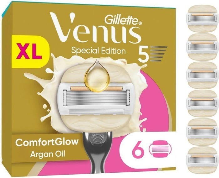 Gillette Venus ComfortGlow Rasierklingen Damen, 6 Stück, Grau