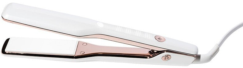 T3 SinglePass X – Stylingeisen aus spezieller Keramikmischung + Glätteisen mit Ionentechnologie für breitflächiges Haareglätten bei langem, dickem oder grobem Haar, weiß/roségold, 38 mm